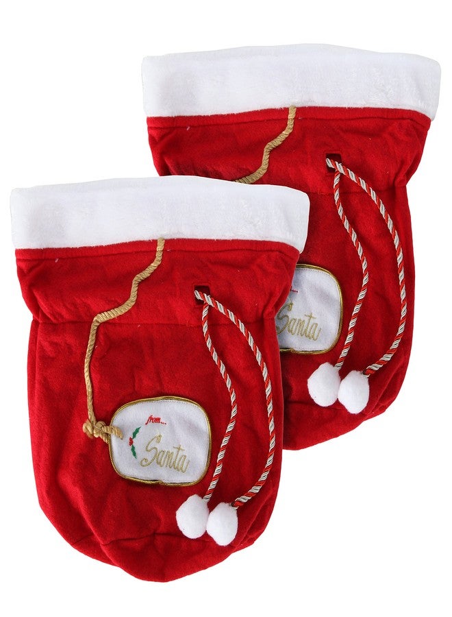 ARAD Christmas Gift Bags, Santa Gift Bags, Set of 2 Santa Bags, Fabric Gift Bags, Large Gift Bags, Reusable Christmas Bags, Christmas Gift Bag Set, Red Gift Bags,2 Count(Pack of 1) - Image 1